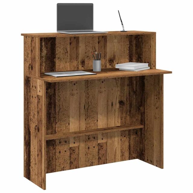 Berkfield Home Reception Desk Old Wood 100x50x103.5 cm Engineered Wood in Brown - image 1