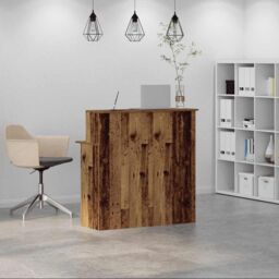Berkfield Home Reception Desk Old Wood 100x50x103.5 cm Engineered Wood in Brown - thumbnail 3