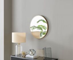 FurnitureboxUK Emma 60cm Small Art Deco Metal Frame Round Hallway Bedroom Dining & Living Room Wall Mirror in Gold - thumbnail 1