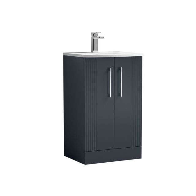Balterley Floor Standing 2 Door Vanity Unit - Curved Basin 500mm, Satin Dark Grey - image 1