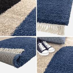 sweeek Shaggy Rug With Geometric Pattern Cream in Beige - Size: 100 cm diameter - thumbnail 3