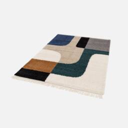sweeek Shaggy Rug With Geometric Pattern Cream in Beige - Size: 100 cm diameter - thumbnail 2