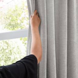 Furn Soft Chenille Blackout Pencil Pleat Curtain Pair in Silver - Size: 229 cm width x 137 cm drop - thumbnail 5