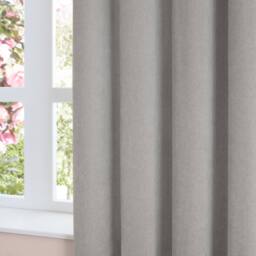 Furn Soft Chenille Blackout Pencil Pleat Curtain Pair in Silver - Size: 229 cm width x 137 cm drop - thumbnail 4