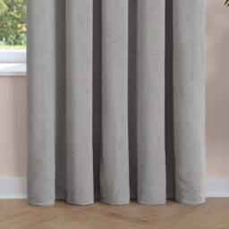 Furn Soft Chenille Blackout Pencil Pleat Curtain Pair in Silver - Size: 229 cm width x 137 cm drop - thumbnail 7