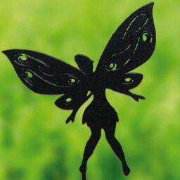 Poppyforge Small Fairy on Stake - Garden Ornament - Solid Steel - H30 cm - BM/RtR in Black - thumbnail 2