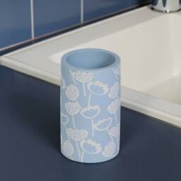 Showerdrape Buttercup Blue Floral Bathroom Accessory Set -Soap Dispenser & Tumbler in Light Blue - thumbnail 3