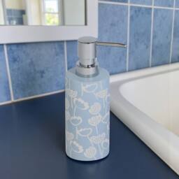 Showerdrape Buttercup Blue Floral Bathroom Accessory Set -Soap Dispenser & Tumbler in Light Blue - thumbnail 2