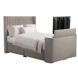 PARADISE BEDS LTD Velvet Upholstered Crystal Comfort Double Bed Set in Light Grey - thumbnail 2