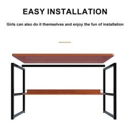 Havendro Home Office Computer Desk Laptop Study Workstation in Brown - Size: 100 cm x 100 cm - thumbnail 4