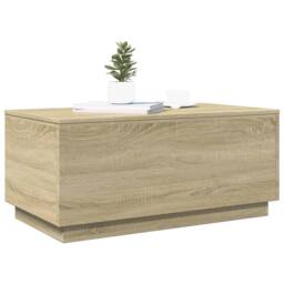 Berkfield Home Coffee Table with LED Lights Sonoma Oak 90x50x40 cm in Light Brown - Size: 90 x 50 x 40 cm - thumbnail 6