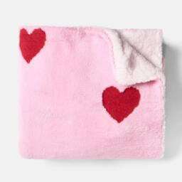 OHS Hearts Tufted Teddy Fleece Throw Blanket Soft Bedspread in Pink - Size: 130 cm x160 cm - thumbnail 4