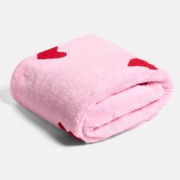 OHS Hearts Tufted Teddy Fleece Throw Blanket Soft Bedspread in Pink - Size: 130 cm x160 cm - thumbnail 3