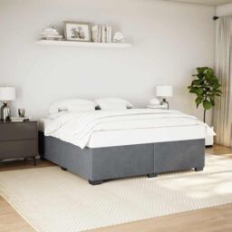 Berkfield Home Bed Frame without Mattress Dark Grey¬†Super King Velvet in Grey - Size: Super King - thumbnail 1