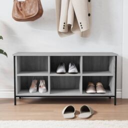 Berkfield Home Shoe Cabinet Grey Sonoma 100x35x50 cm Engineered Wood - Size: 100 x 35 x 50 cm - thumbnail 3
