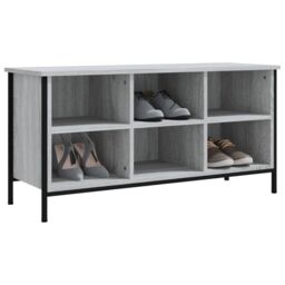Berkfield Home Shoe Cabinet Grey Sonoma 100x35x50 cm Engineered Wood - Size: 100 x 35 x 50 cm - thumbnail 4