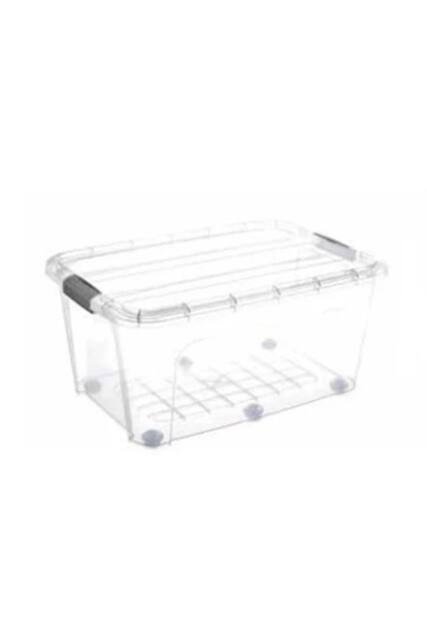 KDMD 75L Clear Plastic Storage Box with Wheels Click Lid Stackable - image 1