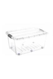 KDMD 75L Clear Plastic Storage Box with Wheels Click Lid Stackable