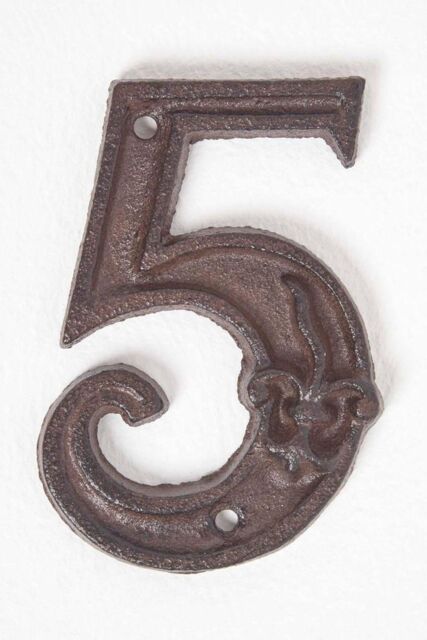 Homescapes Cast Iron House number, 5 in Brown - image 1