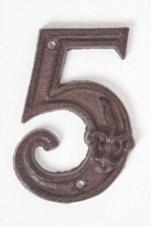 Homescapes Cast Iron House number, 5 in Brown - thumbnail 1