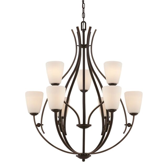 Loops 9 Bulb Chandelier Hanging Pendant LIght Palladian Bronze LED E27 60W Bulb