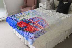 Benjamin Tate Design London Bus Red Blanket in Natural - Size: 120 cm x 150 cm - thumbnail 3