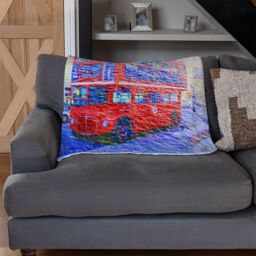 Benjamin Tate Design London Bus Red Blanket in Natural - Size: 120 cm x 150 cm - thumbnail 2