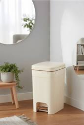 Living and Home 25/20/15L Pedal Press-Top Rubbish Bin with Soft Close Lid in Beige - Size: 2XL - thumbnail 2