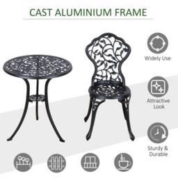 Wyld Haus Kanesu 3 Piece Antique Black Aluminium Bistro Set - thumbnail 5