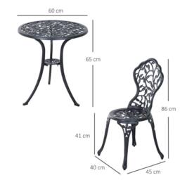 Wyld Haus Kanesu 3 Piece Antique Black Aluminium Bistro Set - thumbnail 3