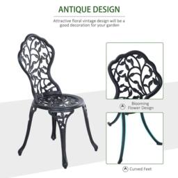 Wyld Haus Kanesu 3 Piece Antique Black Aluminium Bistro Set - thumbnail 4