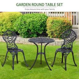 Wyld Haus Kanesu 3 Piece Antique Black Aluminium Bistro Set - thumbnail 6