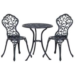 Wyld Haus Kanesu 3 Piece Antique Black Aluminium Bistro Set - thumbnail 2