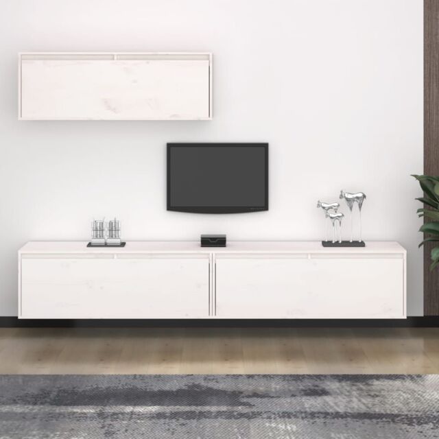 Berkfield Home TV Cabinets 3 pcs White Solid Wood Pine - image 1