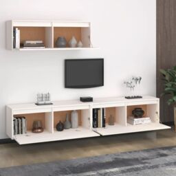 Berkfield Home TV Cabinets 3 pcs White Solid Wood Pine - thumbnail 3