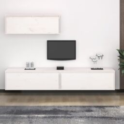 Berkfield Home TV Cabinets 3 pcs White Solid Wood Pine - thumbnail 1