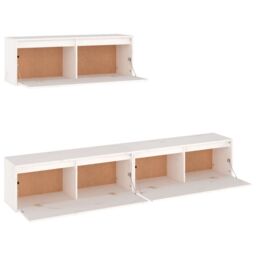 Berkfield Home TV Cabinets 3 pcs White Solid Wood Pine - thumbnail 4
