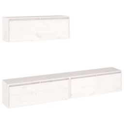 Berkfield Home TV Cabinets 3 pcs White Solid Wood Pine - thumbnail 2