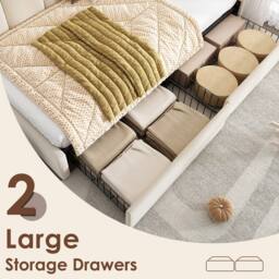 Merax Upholstered Bed Daybed With Drawers, 3FT Single Sofa Bed for Children in Beige - thumbnail 4