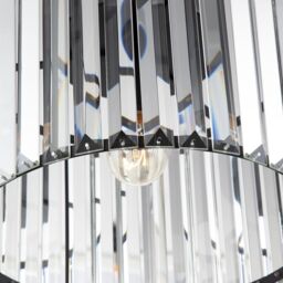 Happy Homewares Modern Chic Matte Black & Clear Crystal Glass Flush Ceiling Light Fitting - thumbnail 5