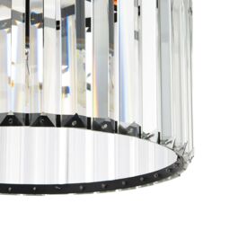 Happy Homewares Modern Chic Matte Black & Clear Crystal Glass Flush Ceiling Light Fitting - thumbnail 8