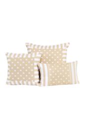 Homescapes Cotton Beige Stripe Border & Stars Cushion Cover - Size: 30 cm x 50 cm - thumbnail 3