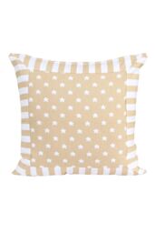 Homescapes Cotton Beige Stripe Border & Stars Cushion Cover - Size: 30 cm x 50 cm - thumbnail 1