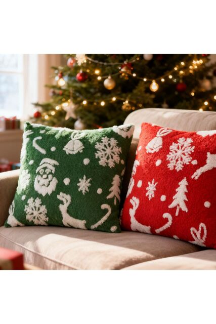 Living and Home 2Pcs Christmas Theme Decorative Throw Pillows - Size: 45 cm x 45 cm - image 1