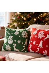 Living and Home 2Pcs Christmas Theme Decorative Throw Pillows - Size: 45 cm x 45 cm - thumbnail 1