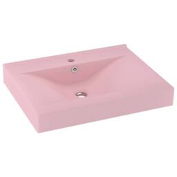 Berkfield Home Luxury Basin with Faucet Hole Matt Pink 60x46 cm Ceramic