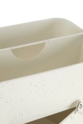Orsina Galvanised Housekeeper Box, Speckled Storage Caddy, Leather Handle Box For Toilet Products, Organizer Bin in Silver - thumbnail 5