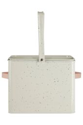 Orsina Galvanised Housekeeper Box, Speckled Storage Caddy, Leather Handle Box For Toilet Products, Organizer Bin in Silver - thumbnail 6