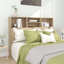 Berkfield Home Headboard Cabinet Sonoma Oak 140x19x103.5 cm in Brown - thumbnail 1