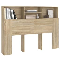 Berkfield Home Headboard Cabinet Sonoma Oak 140x19x103.5 cm in Brown - thumbnail 4
